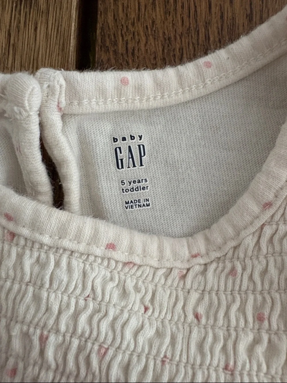 GAP Kids Light Pink Long-Sleeve Smocked Polka Dot Top 100% Cotton